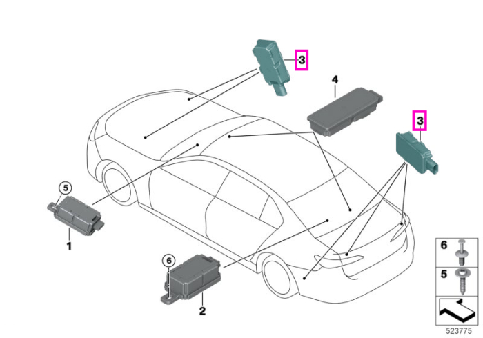 Modul receptor telecomanda - BMW Seria 1 F79, Seria 2 F74 F78 U06, Seria 5 G60 G61 G68 G90 G99 M5, Seria 7 G70, iX I20, X1 U11 U12, X2 U10, X3 G45 G48, X5 G05 G18 F95 M, X6 G06 F96 M, X7 G07, XM G09 - Mini Aceman J05, Cooper J01, Countryman U25, F65, F66