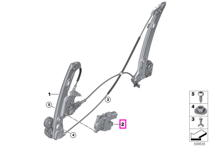 Motor mecanism macara geam fata - BMW Seria 2 F44 G42 G87 M2, Seria 4 G22 G23 G26 82 G83 M4, i4 G26
