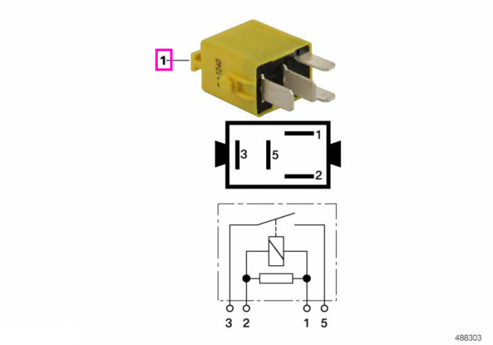 Mini-releu cu contact normal deschis, galben - BMW - BMW Motorrad - Mini