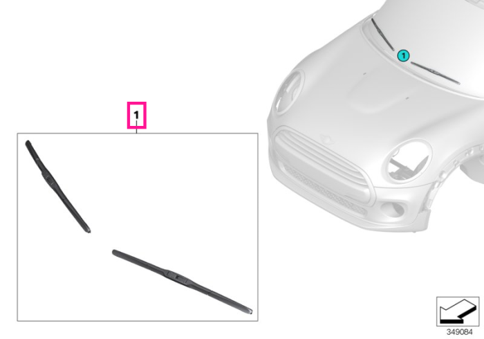 Set lamele stergator parbriz - Mini Countryman F60 - RHD (Volan pe partea dreapta)