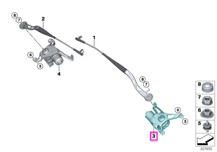 Motor actionare stergator parbriz stanga - BMW i3 I01