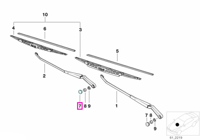 Capac protectie ax brat stergator dreapta - BMW Seria 3 E36, Seria 5 E39 E60 E61, Seria 6 E63 E64, Seria 7 E38, Seria 8 E31, Z3 E36