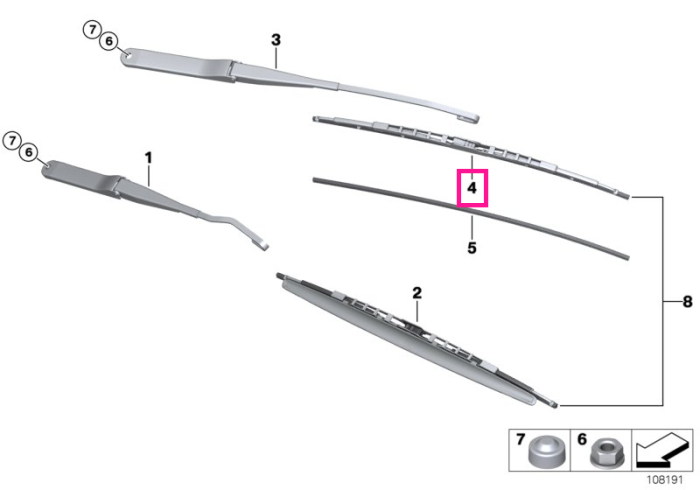 Lamela stergator parbriz drepta (pasager) - BMW Z4 E85 E86
