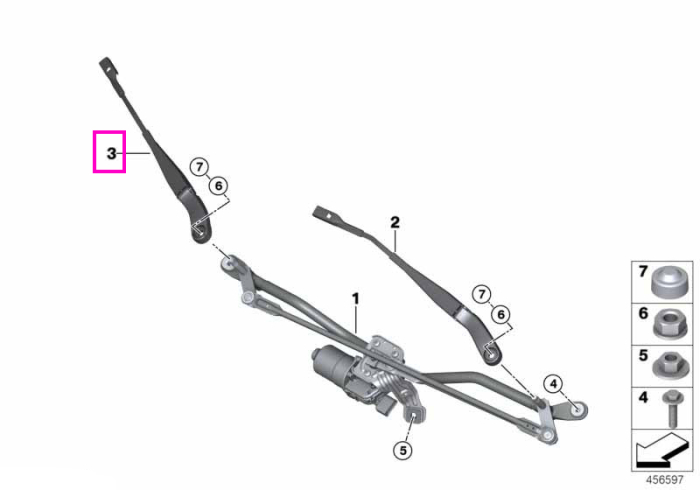 Brat stergator parbriz, dreapta - MINI Clubman F54	