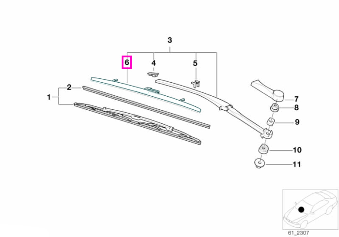 Deflector brat stergator parbriz, stanga - BMW Seria 5 E39