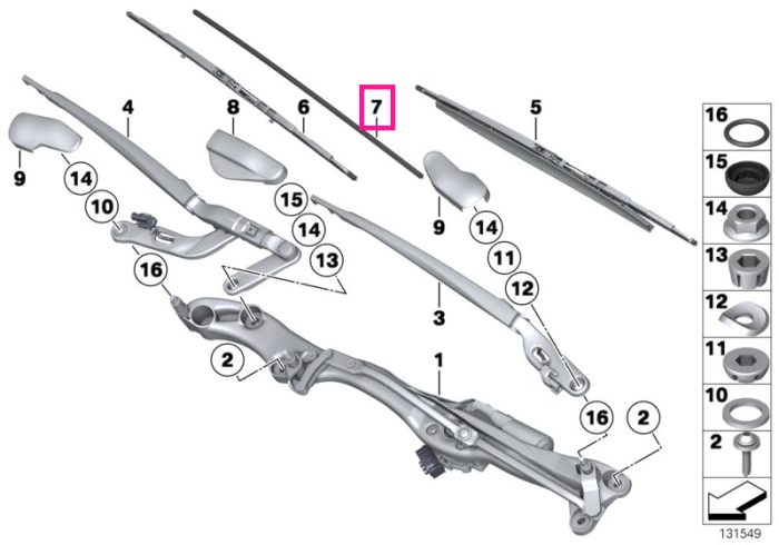 Set lamele cauciuc stergator parbriz - BMW Seria 7 E65