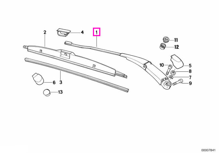 Brat stergator parbriz, stanga - BMW Seria 5 E34, Seria 7 E32