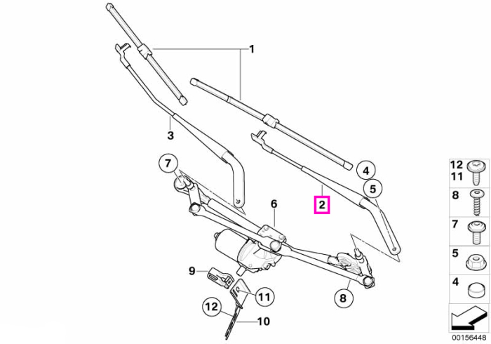 Brat stergator parbriz stanga - BMW X5 E70, X6 E71 E72 Hybrid