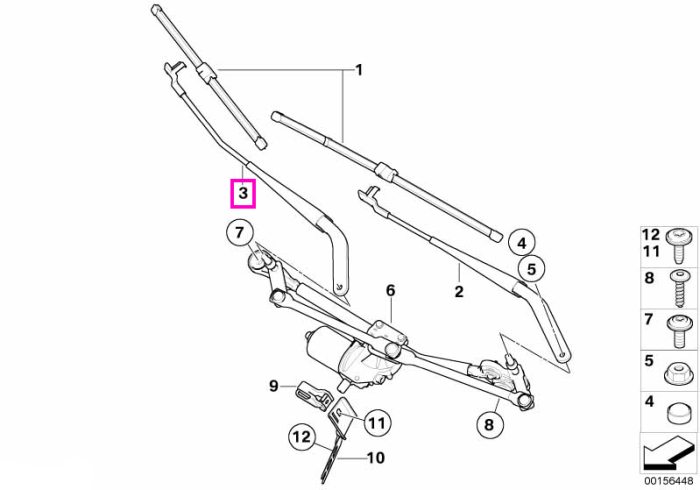 Brat stergator parbriz dreapta - BMW X5 E70, X6 E71 E72 Hybrid