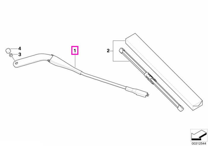 Brat stergator parbriz, pasager - BMW Seria 1 E81 E82 E87 E88