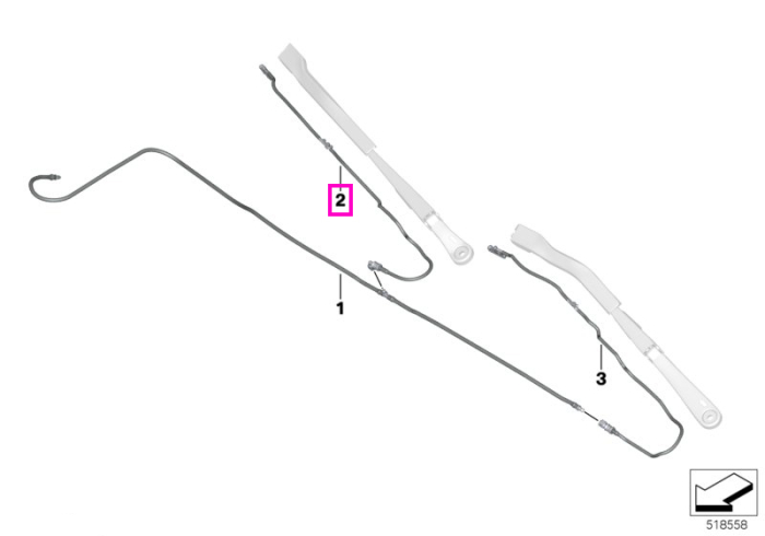 Duza spalare parbriz cu furtun, dreapta - BMW Seria 2 G42 G87 M2, Seria 3 G20 G21 G28 G80 G81 M3, Seria 4 G22 G23 G26 G82 G83 M4, i3L G28, i4 G26 - MS BMW Motorsport