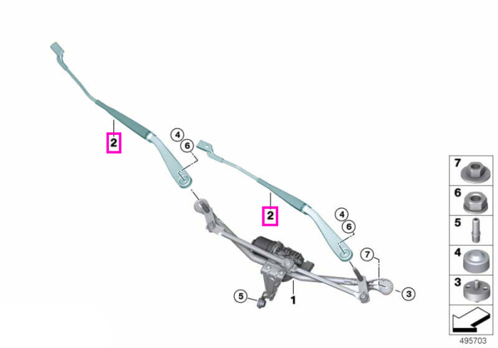 Brat stergator parbriz, pe partea soferului (LHD) - BMW X5 G05 G18 F95 M, X6 G06 F96 M, X7 G07