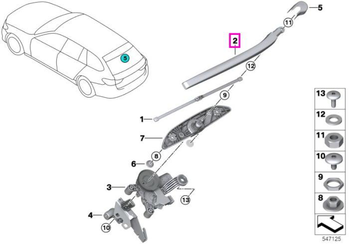 Brat stergator luneta - BMW Seria 5 G31