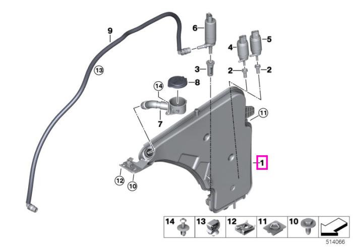 Rezervor lichid spalare parbriz - BMW Seria 2 F22 F23 F87 M2, Seria 3 F30 F34 F35 F80 M3, Seria 4 F32 F33 F36 F82 F83 M4, MS BMW Motorsport