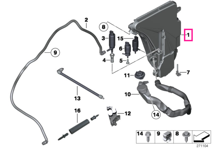 Rezervor lichid spalare parbriz - BMW Seria 5 F11