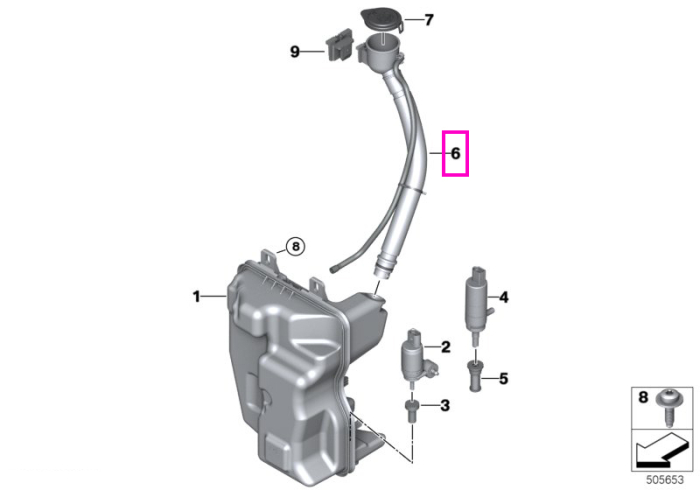 Conducta umplere rezervor lichid parbriz - BMW Seria 2 F45 F46, X1 F48, X2 F39