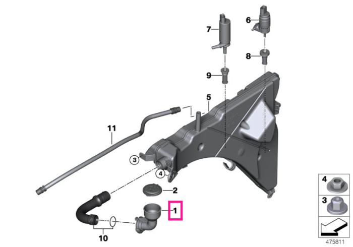 Conducta umplere rezervor lichid parbriz - BMW X5 F15 F85M, X6 F16 F86M