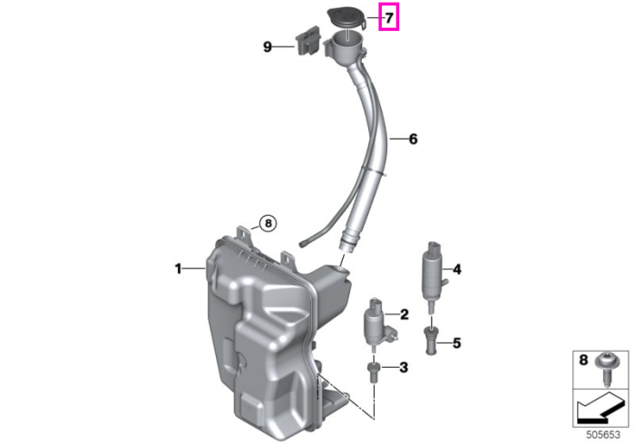 Capac rezervor lichid spalator - BMW Seria 1, Seria 2, Seria 3, Seria 5, Seria 6, i3, iX3, X1, X1L, X2, X3, X4, X5, X5L, X6, X7, XM, Z4, Zinoro - Mini Cabrio, Clubman, Countryman, R58, F55, F56, Paceman, R56, Roadster