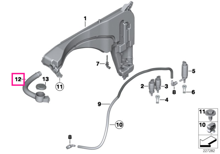 Conducta alimentare rezervor lichid parbriz - BMW X3 F25