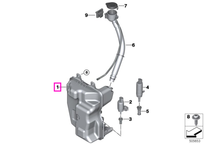 Rezervor lichid spalare parbriz - BMW Seria 2 F46, X1 F48, X2 F39 - Mini Countryman F60