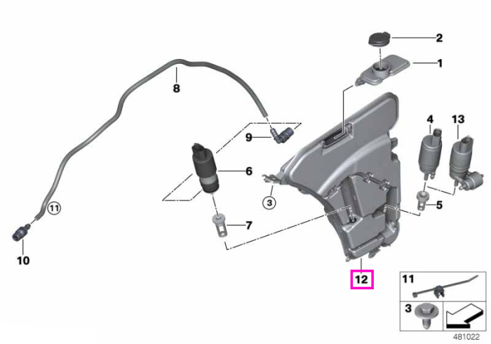 Rezervor lichid spalare parbriz - BMW Seria 5 G30 G31 G38, Seria 6 G32, Seria 7 G11 G12