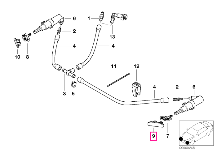 Capac ornament spritiera far stanga, primerizat - BMW Seria 3 E46 (pana la 28.02.2003)	