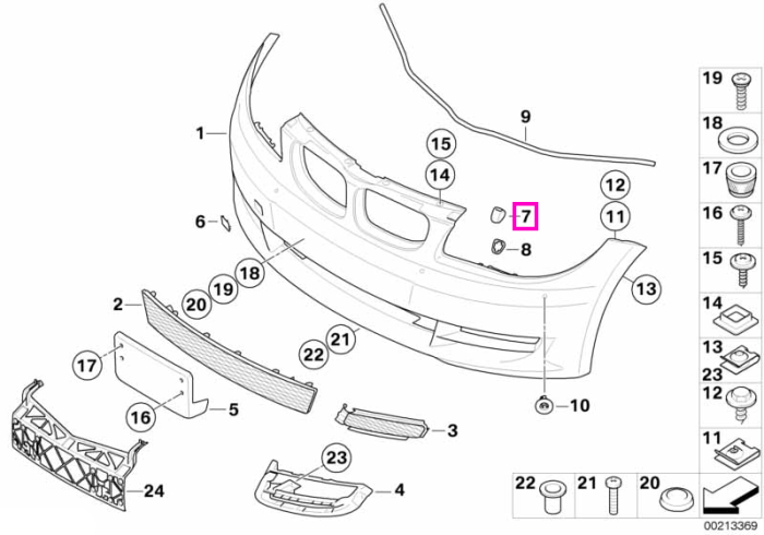 Soclu spalator far, dreapta - BMW Seria 1 E81 E82 E87 E88