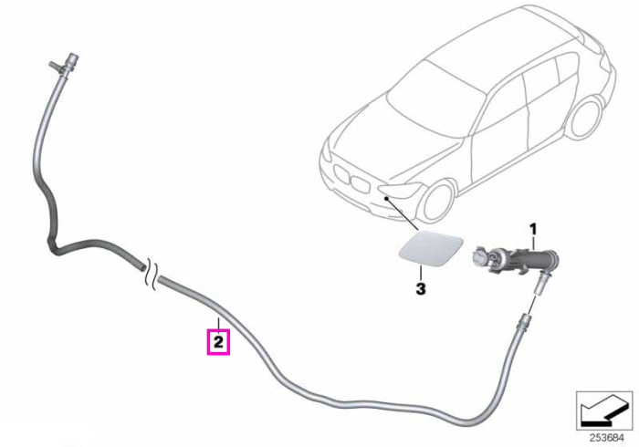 Furtun alimentare spalare faruri - BMW Seria 3 F30 F31 F35 F80 M3, Seria 4 F32 F33 F36 F82 M4 F83 M4