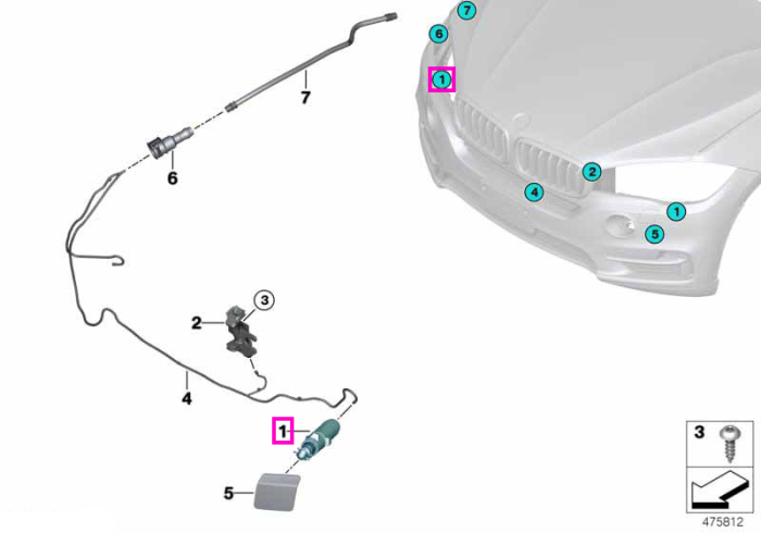 Duza (Spritiera) sistem spalare faruri, stanga - BMW X5 F15 F85 M, X6 F16 F86 M