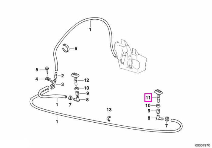 Duza spalare parbriz, stanga - BMW Seria 7 E38