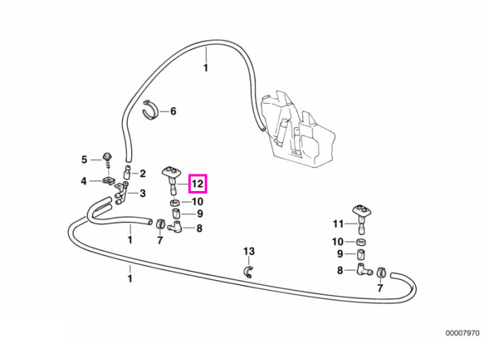 Duza spalare parbriz, dreapta - BMW Seria 7 E38