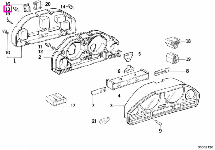 Bec 12V 1,2W - BMW Seria 3 E36, Seria 5 E34, Seria 7 E32 E38, Seria 8 E31, Z1 E30, Z3 E36 - BMW Motorrad 259R (R 850 R, R 1100 R)