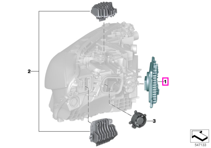Unitate de control electronic faruri (FLM 2) - BMW Seria 1 F40, Seria 2 F44 G42 G87 M2, Seria 3 G20 G21 G80 G81 M3, Seria 4 G22 G23 G26 G82 G83 M4, Seria 5 G30 G31 G38, i4 G26, X3 G01 F97 M, X5 G05 G18, Z4 G29