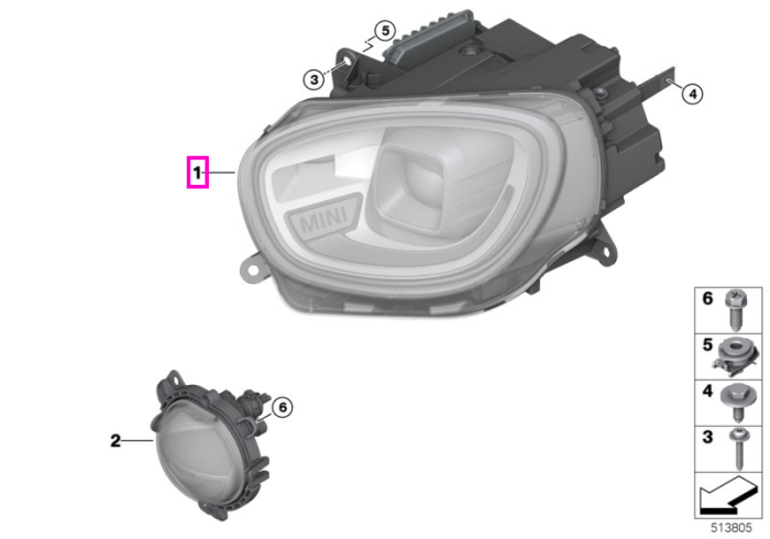 Far LED, AHL, stanga - Mini Countryman F60 LCI