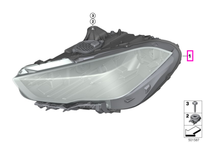 Far LED, AHL, dreapta (LHD/Shadow Line) - BMW Seria 2 F44 Gran Coupe