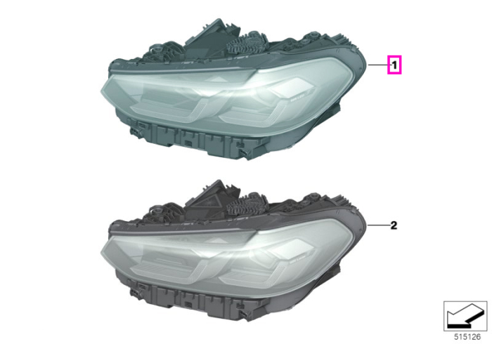 Far LED, AHL, stanga, Shadow Line - BMW iX3 G08, X3 G01 F97 M, X4 G02 F98 M - RHD (volan dreapta)
