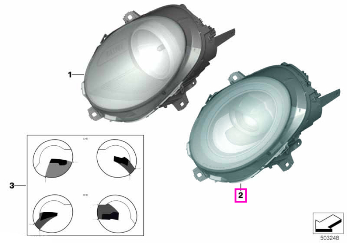 Far stanga, tehnologie LED, Black Line - Mini Cabrio F57, Clubman F54, F55, F56 - RHD (volan dreapta)