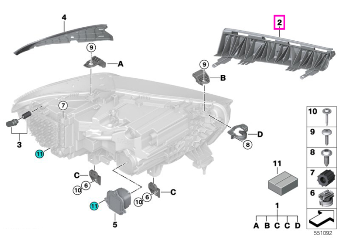 Suport far stanga - BMW X5 G05 G18 F95 M, X6 G06 F96 M