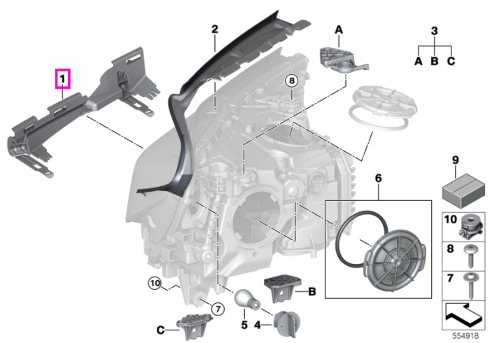 Suport far stanga - BMW Seria 5 G30 G31 G38 F90 M5