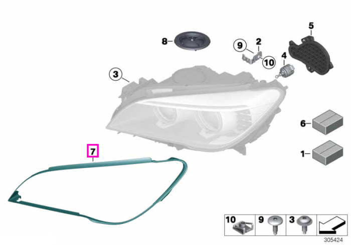Garnitura etansare far dreapta - BMW Seria 7 F01 F02 F04