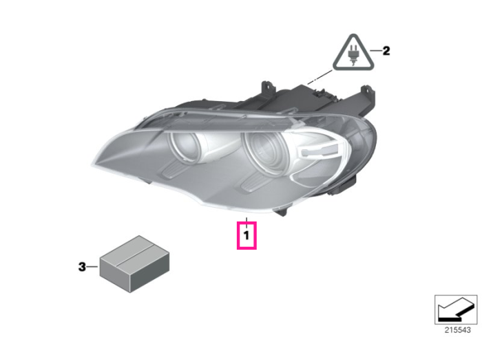 Far Bi-Xenon, dreapta - BMW X5 E70 LCI
