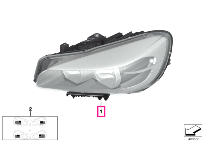 Far LED, dreapta - BMW Seria 2 F45 F46