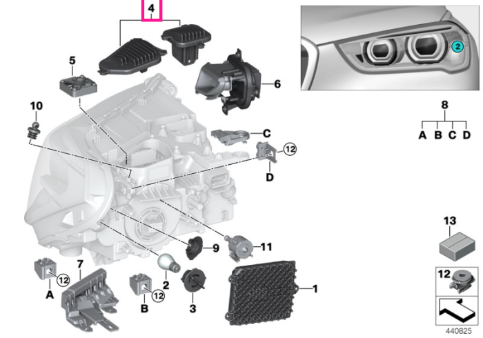 Modul LED lumini de zi, far stanga - BMW X1 F48 F49