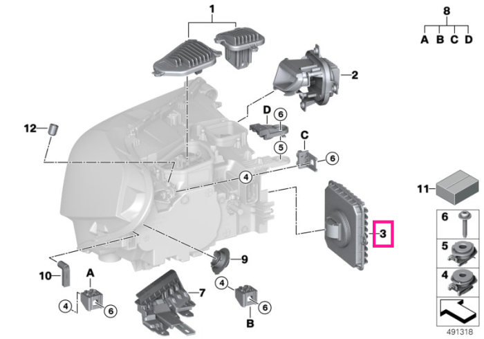 Unitate electronica de control faruri, FLE2 - BMW Seria 2 F45 F46, X1 F48 F49, X2 F39 - Mini Cabrio F57, Clubman F54, Countryman F60, F55, F56