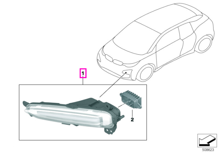 Lampa semnal LED, fata, dreapta - BMW i3 I01 LCI