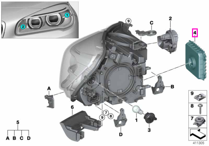 Modul electronic comanda faruri LED - BMW Seria 2 F45 F46, i3 I01, i8 I12 I15, X1 F48, X2 F39 - Mini Cabrio F57, Clubman F54, Countryman F60, F55, F56