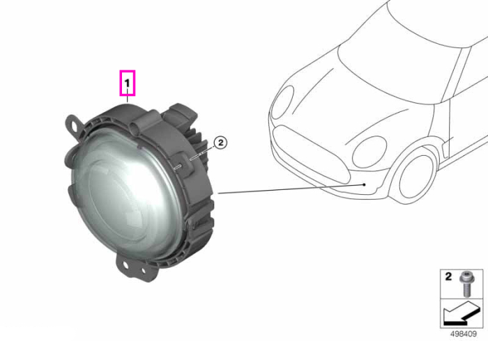Proiector ceata, dreapta - Mini Cabrio F57, Clubman F54, F55, F56	