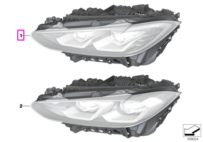 Far LED, dreapta - BMW Seria 3 G80 G81 M3, Seria 4 G22 G23 G26 G82 G83 M4, i4 G26 - cu ShadowLine