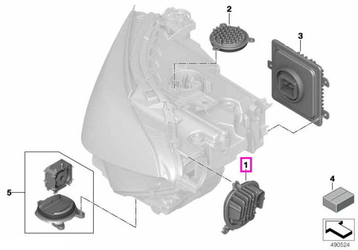  Modul LED lumini de zi / semnalizare, far dreapta - BMW Seria 8 G14 G15 G16 F91 F92 F93 M8	