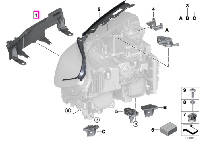 Consola far stanga - BMW Seria 5 G30 G31 G38 F90 M5